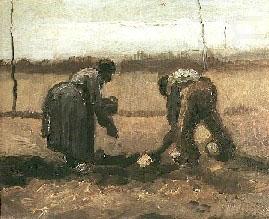 Vincent Van Gogh Peasant and Peasant Woman Planting Potatoes china oil painting image